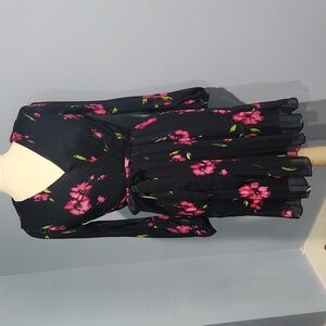 DKNY floral accordion pleated dress size 10